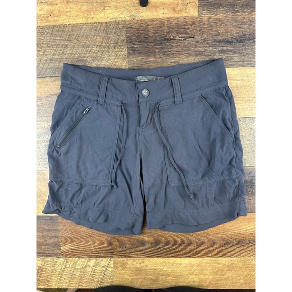 Prana Pants - Prana Womens Size 2 Gray Stretch Hiking Shorts Drawstring Utility Pockets‎